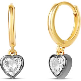 SHYMI Bezel Heart Drop Earrings in Gold at Nordstrom