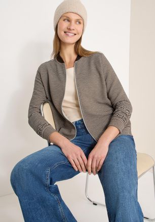 Cecil Sweatjacke CECIL, Damen, Gr. XXL (46), urban taupe, Sweatware, Obermaterial: 72% Polyester, 25% Viskose, 3% Elasthan, Strukturmuster, regular fit norm