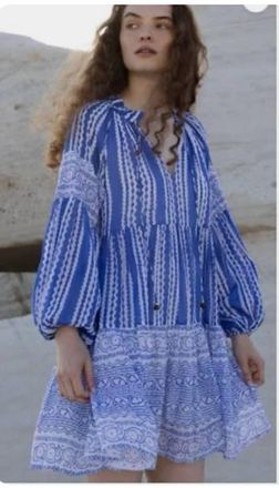 Oliphant Balloon Sleeve Short Dress In Zig Blu