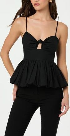 ASTR the Label Cotton Twist Cutout Bubble Peplum Camisole in Black at Nordstrom Rack, Size X-Small