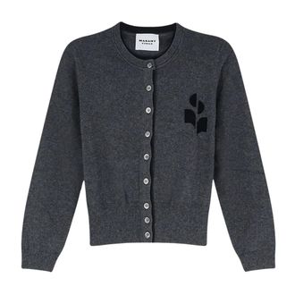 Isabel Marant Truien & Vesten, Dames, Grijs, XS, Katoen, Lona Logo Cardigan