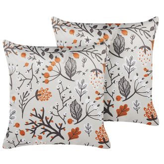 Beliani Conjunto De 2 Cojines De Terciopelo Blanco Crema 45 X 45 Cm Relleno Montbretia