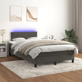 vidaXL Cama Box Spring Colch&oacute;n Y Led Terciopelo Gris Oscuro 120x200 Cm Vidaxl
