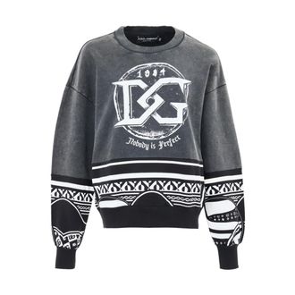 Dolce & Gabbana Sweatshirts, male, Black, Size: XS D&eacute;lav&eacute; Sweatshirt with Nobody is Perfect Print