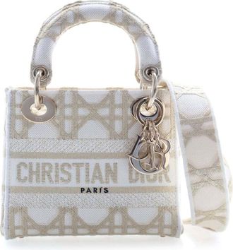 Dior Pre-owned Dior Mini Embroidered Canvas Cannage Lady D Lite Ladies 50-MA-1223