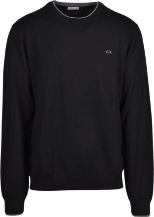 Sun 68 Pullover Girocollo - Heren - Ronde hals truien - Zwart - 2XL - Katoen - Truien & Vesten