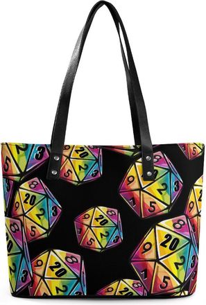 Generic Rainbow Dice Tote Bags for Women Cute Shoulder Purses Handbags