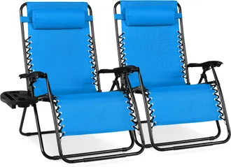 Best Choice Products Set of 2 Extra Wide Zero Gravity Lounge Chair Recliners w/ Cup Holder
