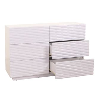 Hhg Hhg - Nunca Usado] C&oacute;moda 411, Mueble Aparador, Dise&ntilde;o 3d Cajones Push-to-open, 81x120x42cm Blanco Alto Brillo