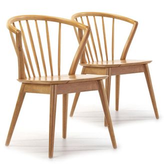 HOMN Pack 2 sillas color roble, madera maciza, 55 x 58,5 x 84 cm