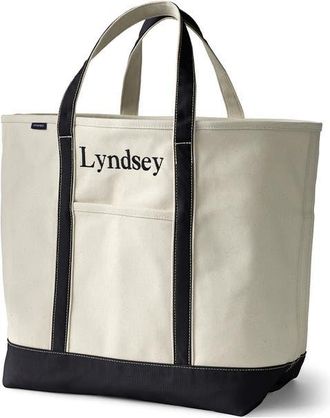 Lands End Lands End Canvas Open Top Tote Bag Regular & Long Handle Carry All - Stylish for Work Travel Beach Errands Great Gift in