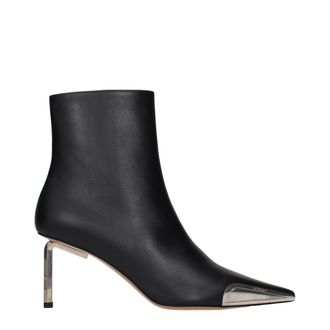 Off-white Black Leather Ankle Womens Boots