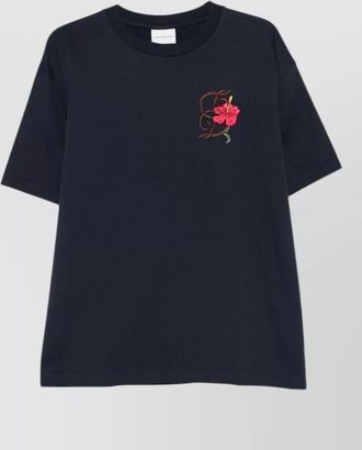 Dr&ocirc;le de Monsieur t shirt floral embroidery round neck