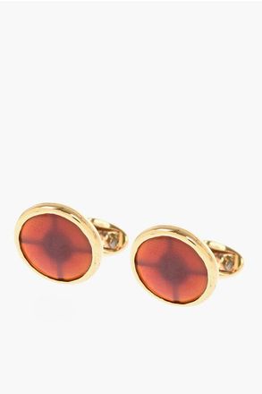 Corneliani Brass Cufflinks With Crystals size Unica