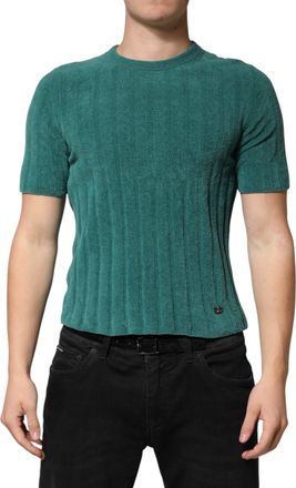 Dolce & Gabbana Dark Green Cotton Blend Men Crew Neck Mens T-shirt