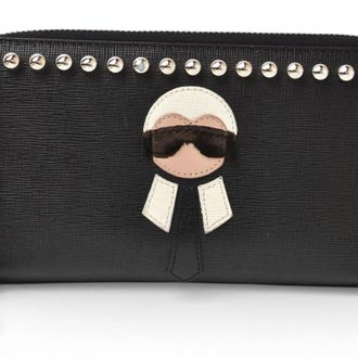 Fendi Black Leather Long Wallet (Bi-Fold) (Pre-Owned)