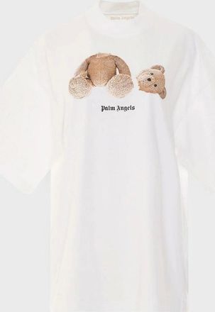 Palm Angels Womens Palm Angels Womens Bear Loose T-Shirt White/Brown - Size: 10/8