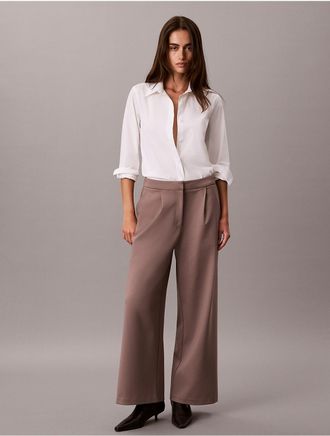 Calvin Klein Womens Ponte Wide Leg Pants - Grey - 10