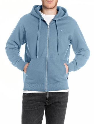 Replay Kapuzensweatjacke REPLAY, Herren, Gr. XXL, blau (steel blau), Sweatware, Obermaterial: 80% Baumwolle, 20% Polyester, unifarben, normal, Rundhals, ange