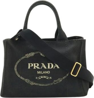 Prada Pre-owned Tote Bags, female, Black, Size: ONE SIZE Pre-owned Canvas Tote Bag