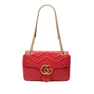 Gucci Tweedehands Grote Gg Marmont Matelass&eacute; Leren Schoudertas