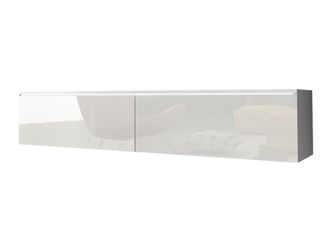 Mirjan24 Mueble Tv Scientia, Blanco + Blanco Brillante, N&uacute;mero De Puertas: 2, N&uacute;mero De Cajones: 0, 140x30x33cm, Led