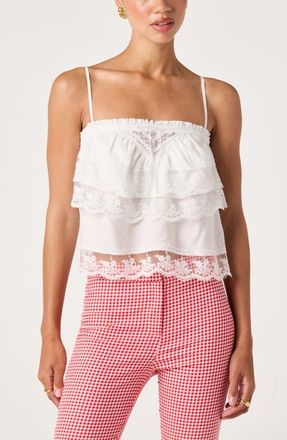 ASTR the Label Jazlyn Lace Detail Tiered Top in Ivory at Nordstrom, Size X-Small