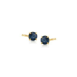Ross-Simons Round Sapphire Stud Earrings in 14kt Yellow Gold