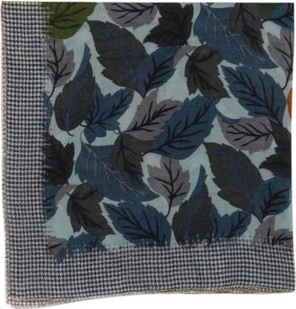 Faliero Sarti Foliage Print Scarf - Dames - Zijden sjaals - Blauw - ONE Size - Kasjmier - Accessoires