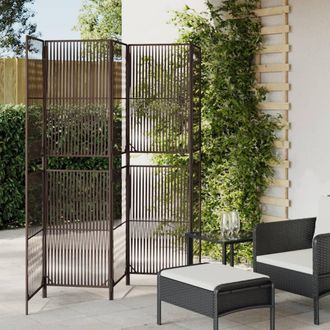 vidaXL Biombo De 5 Paneles Rat&aacute;n Sint&eacute;tico Marr&oacute;n Vidaxl