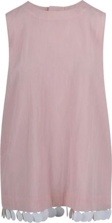 Plan C Sleeveless Tops, female, Pink, Size: S Sequin-hem Top
