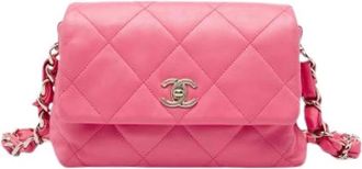 Chanel Pre-owned Vintage Quilted Lambskin Flap Shoulder Bag - Dames - Vintage Schoudertas - Roze - ONE Size - Leer - Vintage