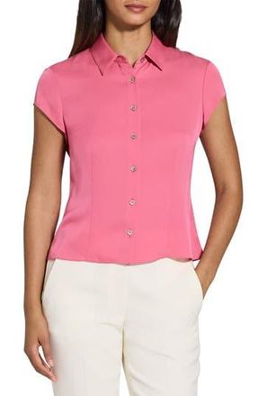 Theory Cap Sleeve Silk Shirt in Brt Pink at Nordstrom Rack, Size Petite