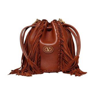 Valentino Garavani Tassen, Dames, Bruin, ONE Size, Suède, Leren Franje Emmertas