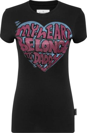 Philipp Plein T-Shirt Pure met Kristallen - Dames - T-shirts - Zwart - S - Katoen - Tops