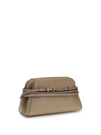 Moschino Womens Belt-Detail Clutch Ecru Goatskin-Hircus Goatskin Clutches Goatskin/hircus