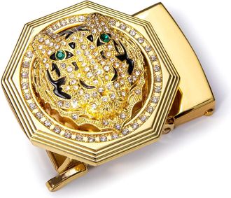 Barry.Wang Belt Buckle Ratchet Belts for Men 40MM Dragon Sliver Rhinestone Buckle with Adjustable Automatic Slide Golf Belt