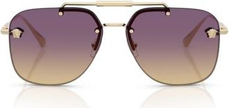 Versace 60mm Square Sunglasses in Pale Gold /Yellow Violet at Nordstrom