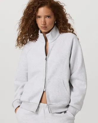 Vuori Clothing Restore Double Zip Sweatshirt | Pale Grey Heather | XS, Size Extra Small