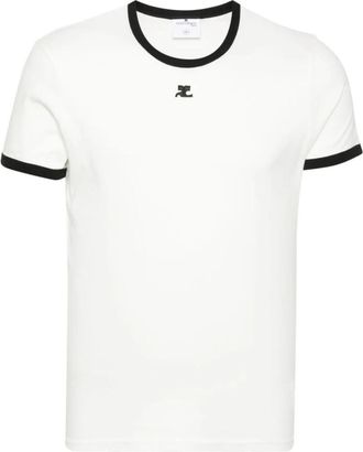 Courr&egrave;ges Jersey Textuur Geborduurd Logo T-shirt - Heren - T-shirts - Wit - XL - Katoen - Tops