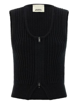 Isabel Marant Devima ribbed zip vest - women - Wool - 38 - Black