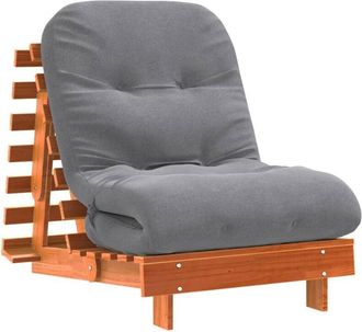 vidaXL Futon Sofa Bed with Mattress Wax Brown 70x206x11 cm Solid Wood Pine Vidaxl