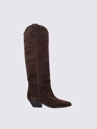 Isabel Marant Denvee Knee-High Suede Western Boots with Low Heel