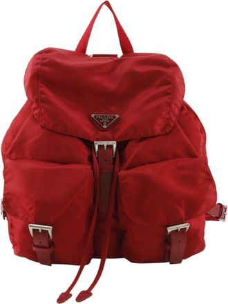 Prada Red Color Nylon Backpack (Pre-Owned)