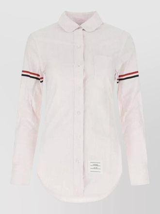 Thom Browne round collar curved hem shirt university stripe