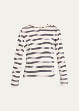 Still Here Nellie Striped Hooded Shirt