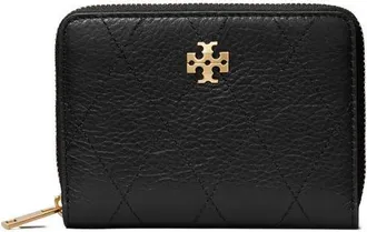Tory Burch Charlie Quilted Small Zip Around Leather Wallet in Black at Nordstrom