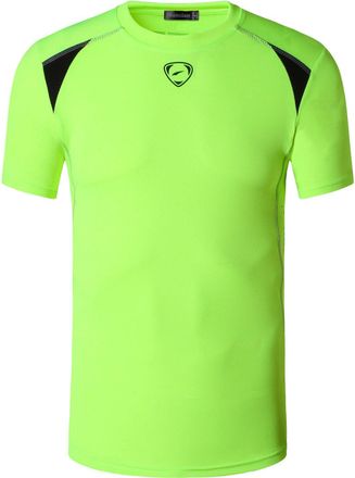 Jeansian Mens Sports Wicking Breathable Short Sleeve T-Shirts Tee Tops Running Training LSL1058 GreenYellow XL