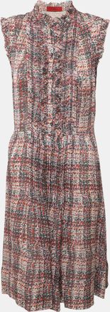 Carolina Herrera Multicolor Printed Silk Pleated Midi Dress