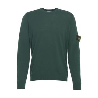Stone Island Round-neck Knitwear, male, Green, 2XL, Classic Round-Neck Knitwear Aw25 Verde